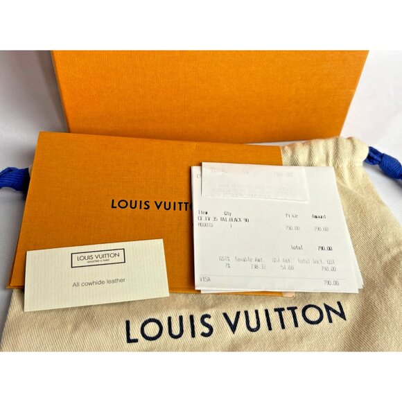 LOUIS VUITTON Black Leather Belt LV Monogram +Box dust bag receipt tag Sz 90/36 - Picture 11 of 14
